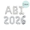 Ballonschriftzug "ABI 2026" Silber (ca. 38cm pro Ballon)