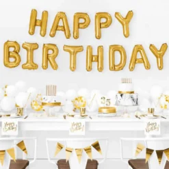 Ballonschriftzug "Happy Birthday" Gold