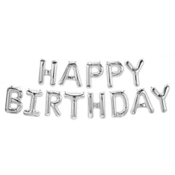 Ballonschriftzug "Happy Birthday" Silber