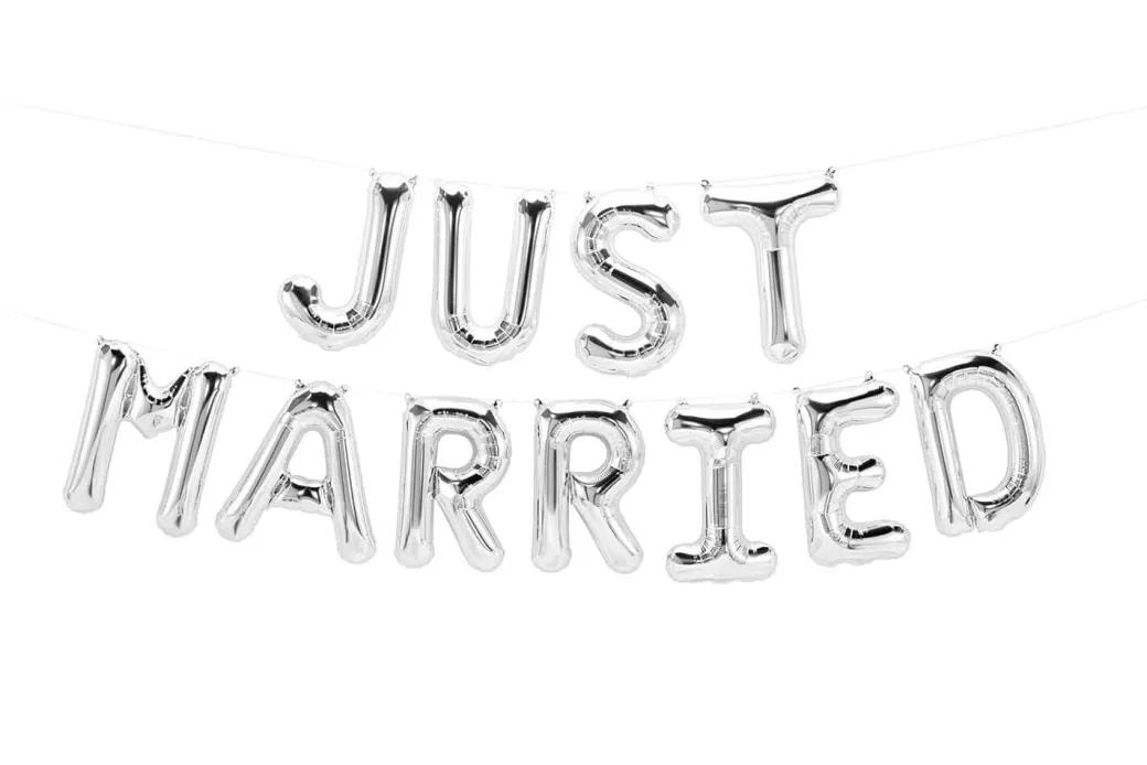 Ballonschriftzug "Just Married" Silber