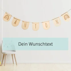 Build your own Holz-Wimpelgirlande Name / Wunschtext
