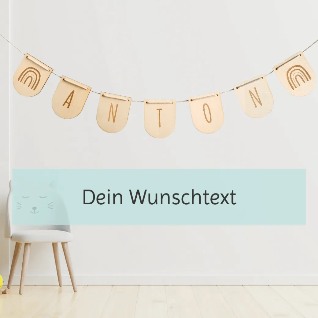 Build your own Holz-Wimpelgirlande Name / Wunschtext