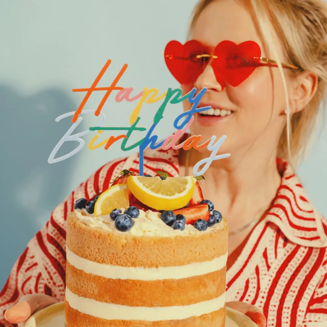 Caketopper "Happy Birthday" Bunt XL