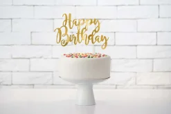 Caketopper "Happy Birthday" Gold Papier
