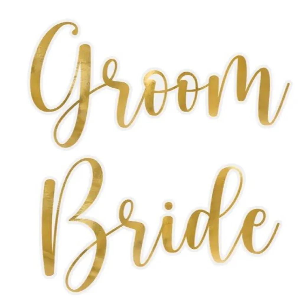 Champagne Sticker "Groom" & "Bride"