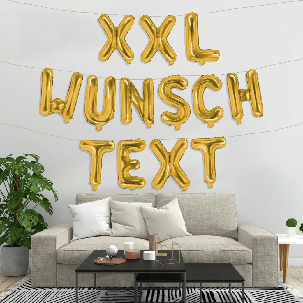Dein Ballon-Wunschtext mit XXL-Folienballons Gold