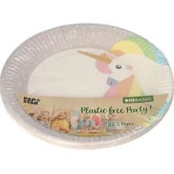 Eco-Pappteller Einhorn 10 Stk. Ø 23cm