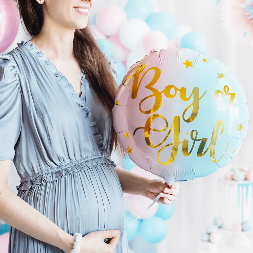 Folienballon "Boy or Girl" Pastell-Gold