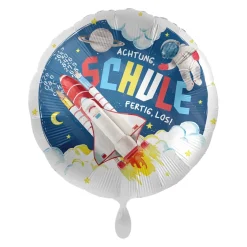 Folienballon Einschulung "Achtung, Schule fertig, los!"