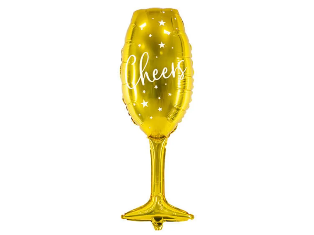 Folienballon Glas Cheers Gold