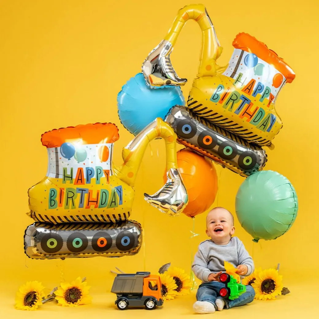 Folienballon XL Bagger "Happy Birthday"