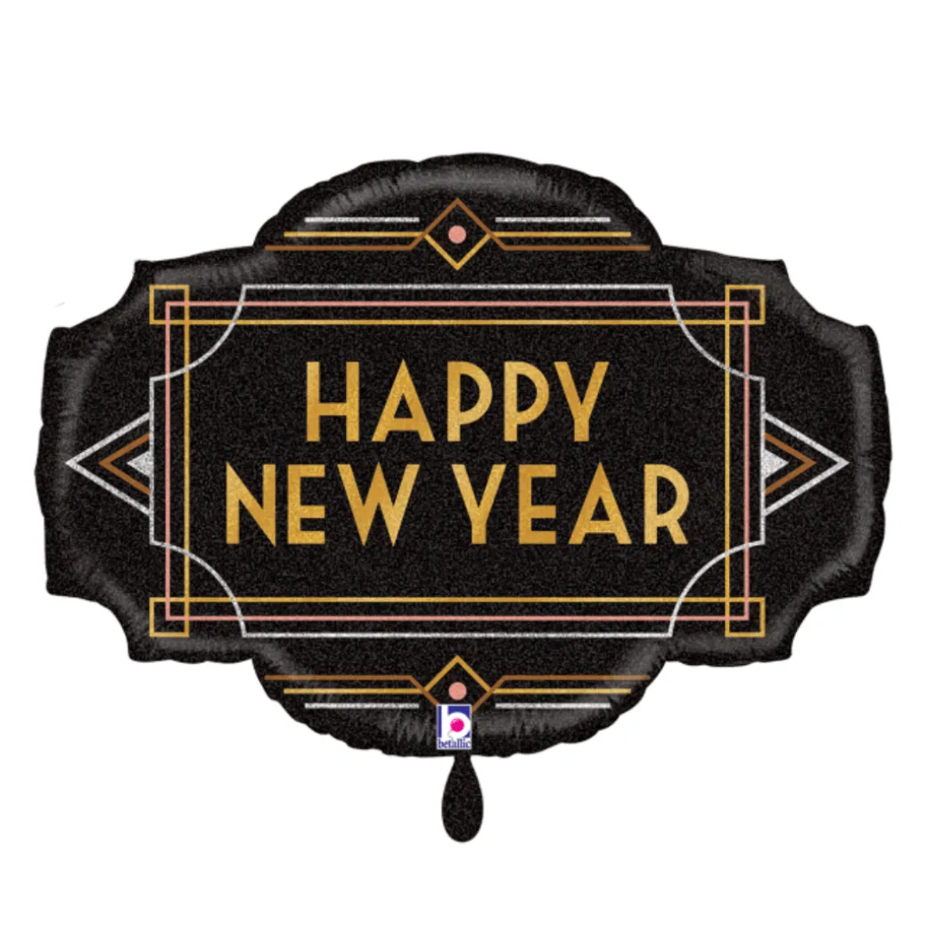 Folienballon XL "Happy New Year" Schwarz