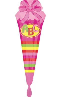 Folienballon XXL Einschulung Schultüte Rosa