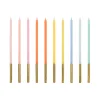 Geburtstagkerzen Bunt mit Gold 10 Stk.