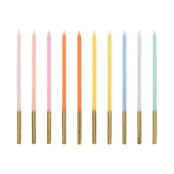 Geburtstagkerzen Bunt mit Gold 10 Stk.