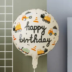 Geburtstagsballon "Happy Birthday" Baustelle