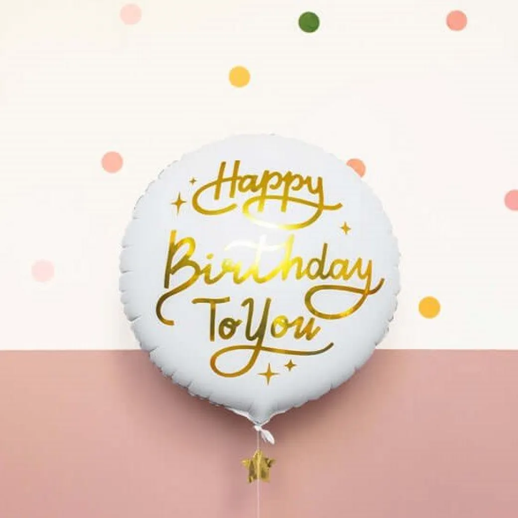 Geburtstagsballon "Happy Birthday To You" Weiß-Gold