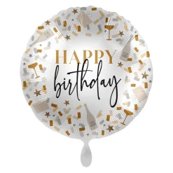 Geburtstagsballon "Happy Birthday" Gold Stylisch