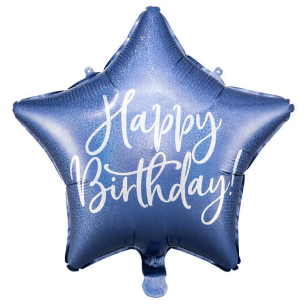 Geburtstagsballon "Happy Birthday" Stern Blau
