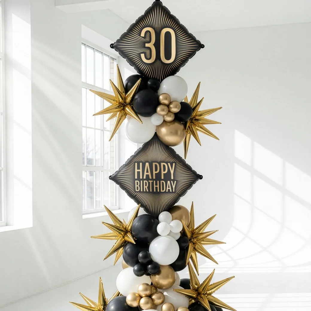 Geburtstagsballon "Happy Birthday" Schwarz-Gold