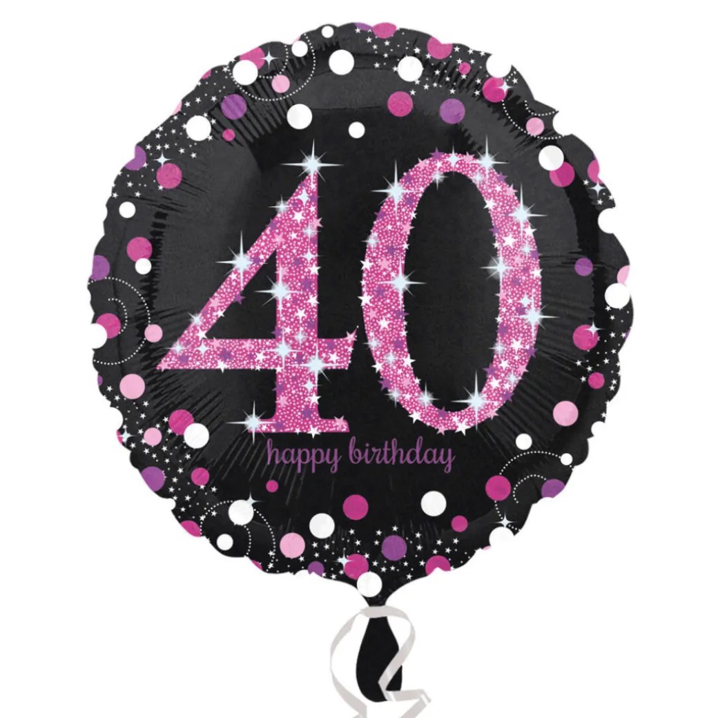 Geburtstagsballon "40 Happy Birthday" Pink Celebration