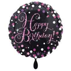 Geburtstagsballon "Happy Birthday" Sparkling Pink