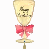 Geburtstagsballon Sektglas mit Schleife "Happy Birthday"