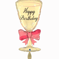 Geburtstagsballon Sektglas mit Schleife "Happy Birthday"