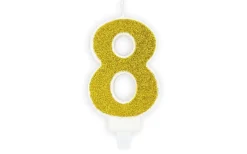 Geburtstagskerze Gold Glitzer "8"