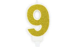 Geburtstagskerze Gold Glitzer "9"