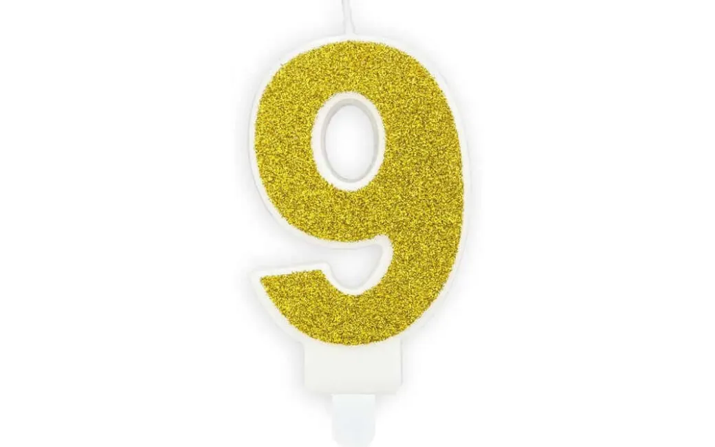 Geburtstagskerze Gold Glitzer "9"