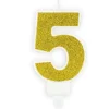 Geburtstagskerze Gold Glitzer "5"