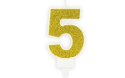 Geburtstagskerze Gold Glitzer "5"