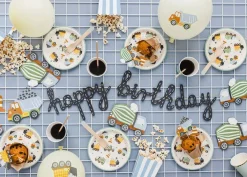 Girlande "Happy Birthday" Baufahrzeuge