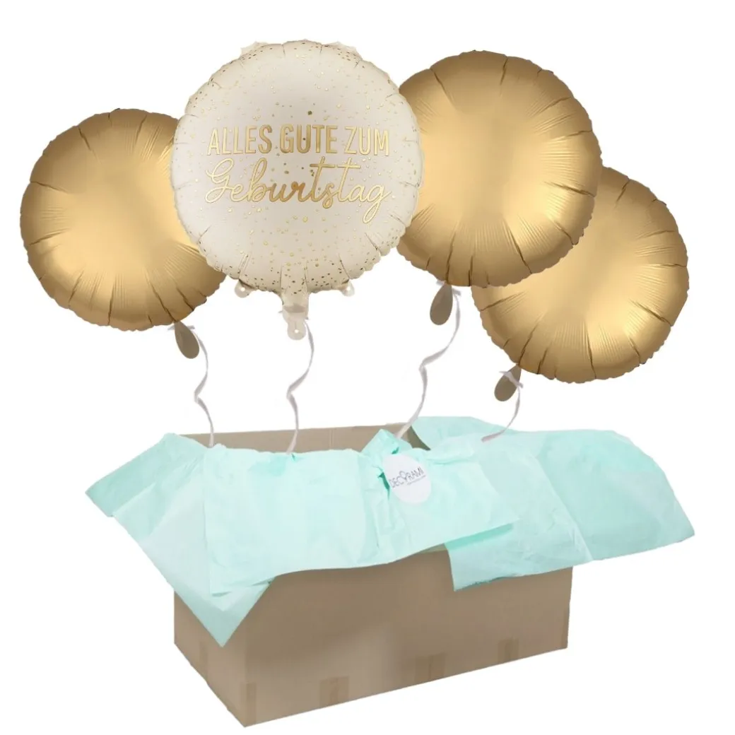Heliumballon-Geschenk "Alles Gute zum Geburtstag" Gold