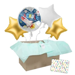 Heliumballon-Geschenk Einschulung "Achtung, Schule fertig, los!"