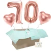 Heliumballon-Geschenk 70. Geburtstag Set Deluxe Roségold