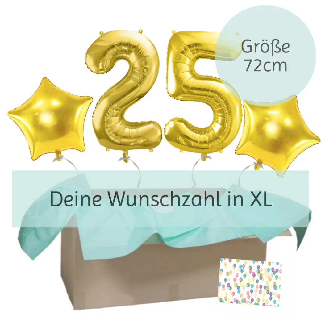 Heliumballon-Geschenk Geburtstags-Set Deluxe XL Gold