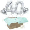 Heliumballon-Geschenk 40. Geburtstag Set Deluxe Silber