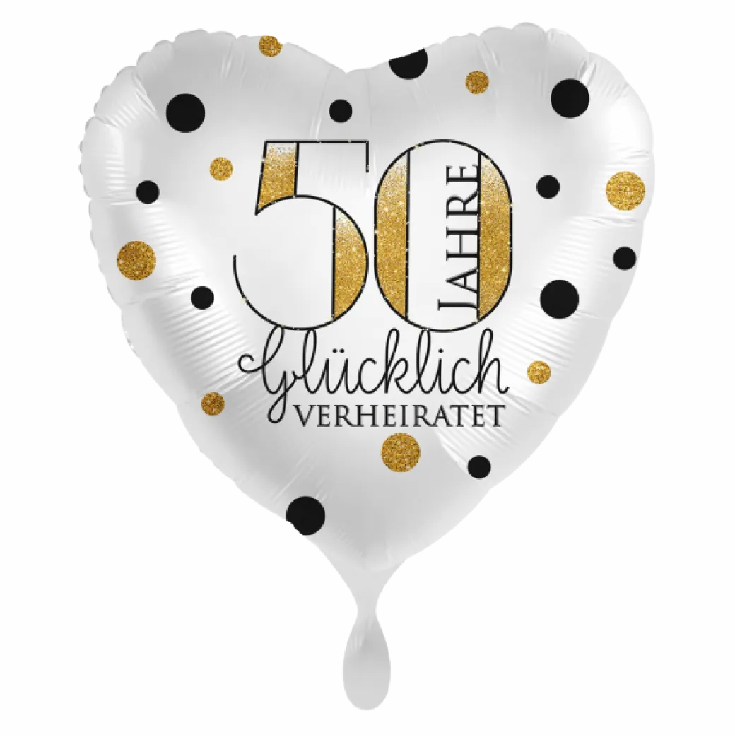 Heliumballon-Geschenk Goldhochzeit "50 Jahre glücklich verheiratet"
