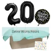 Heliumballon-Geschenk "Happy Birthday" Sparkling Black XXL Set Deluxe