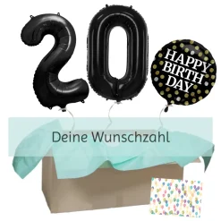 Heliumballon-Geschenk "Happy Birthday" Sparkling Black XXL Set Deluxe