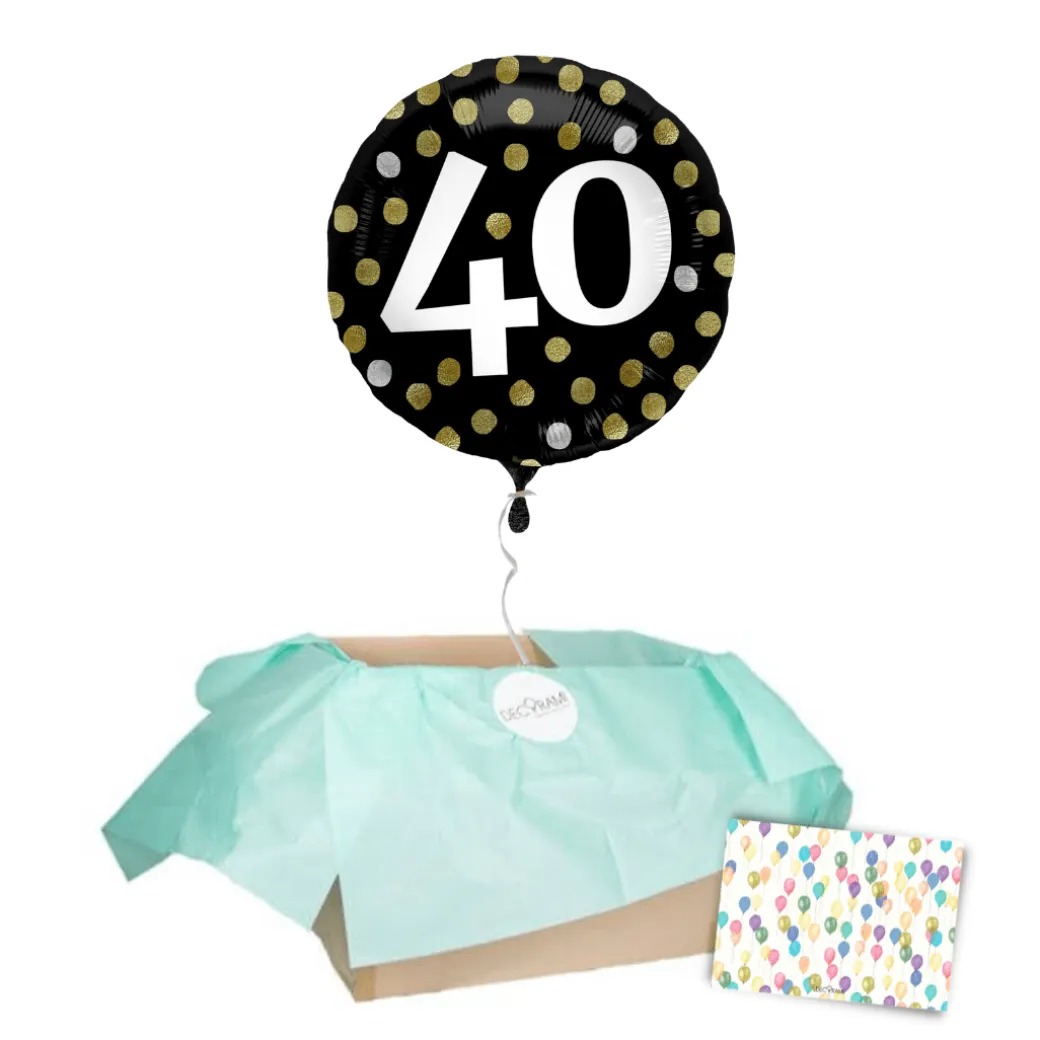 Heliumballon-Geschenk "40" Happy Birthday Sparkling