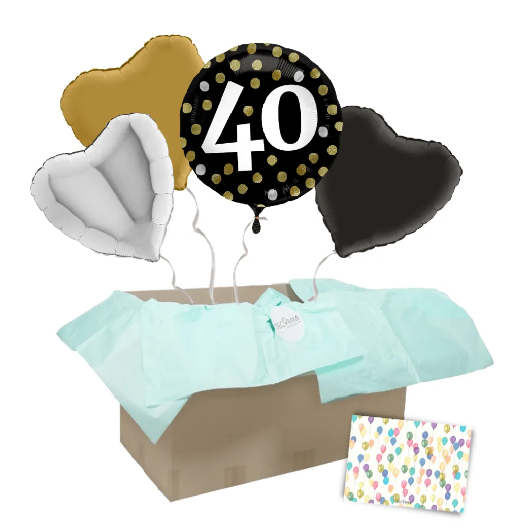 Heliumballon-Geschenk "40" Happy Birthday Sparkling