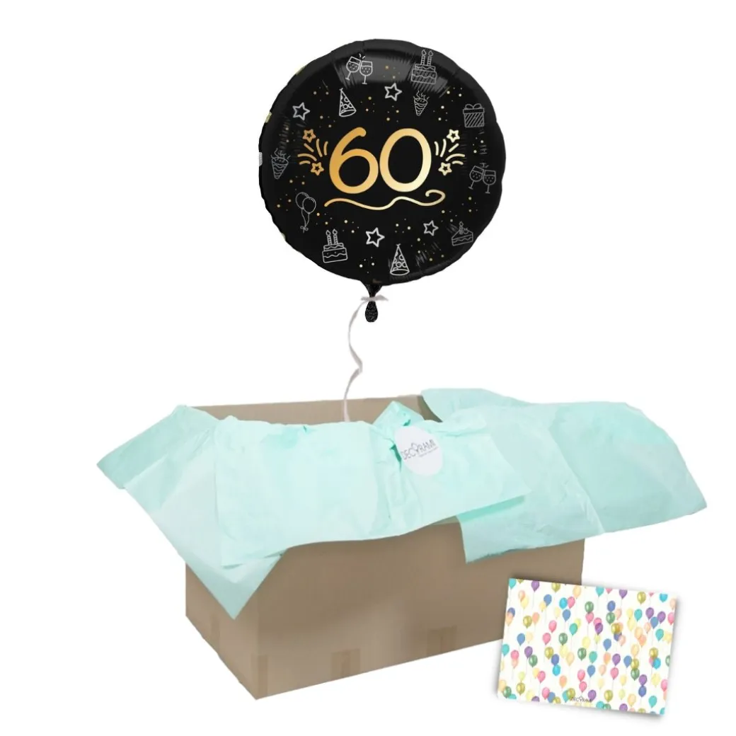 Heliumballon-Geschenk "60" Happy Birthday Sparkling
