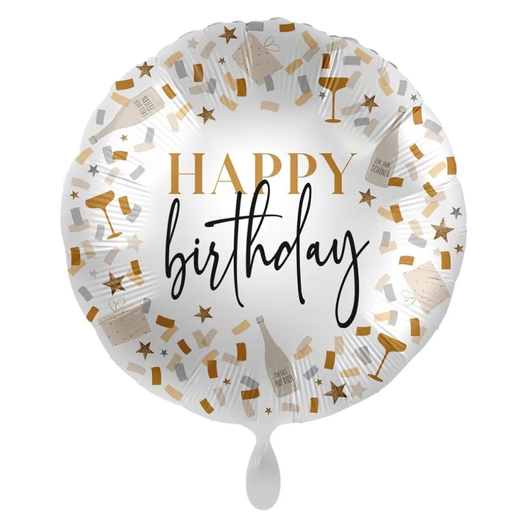 Heliumballon-Geschenk "Happy Birthday" Gold XXL Set Deluxe
