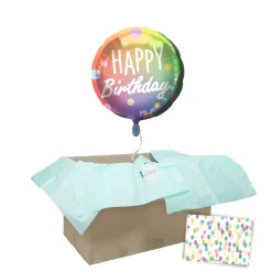 Heliumballon-Geschenk "Happy Birthday" Rainbow Dots