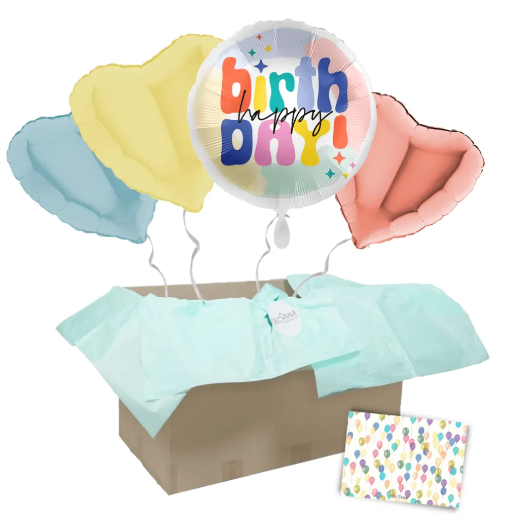 Heliumballon-Geschenk "Happy Birthday" Bunt