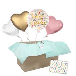 Heliumballon-Geschenk "Happy Birthday" Boho Flower Herzen