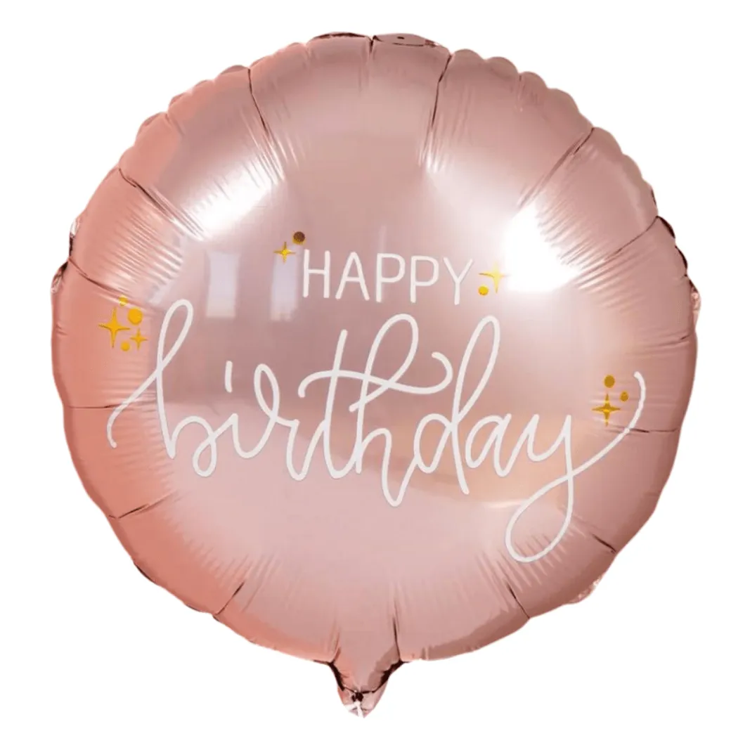 Heliumballon-Geschenk "Happy Birthday" Roségold XXL Set Deluxe
